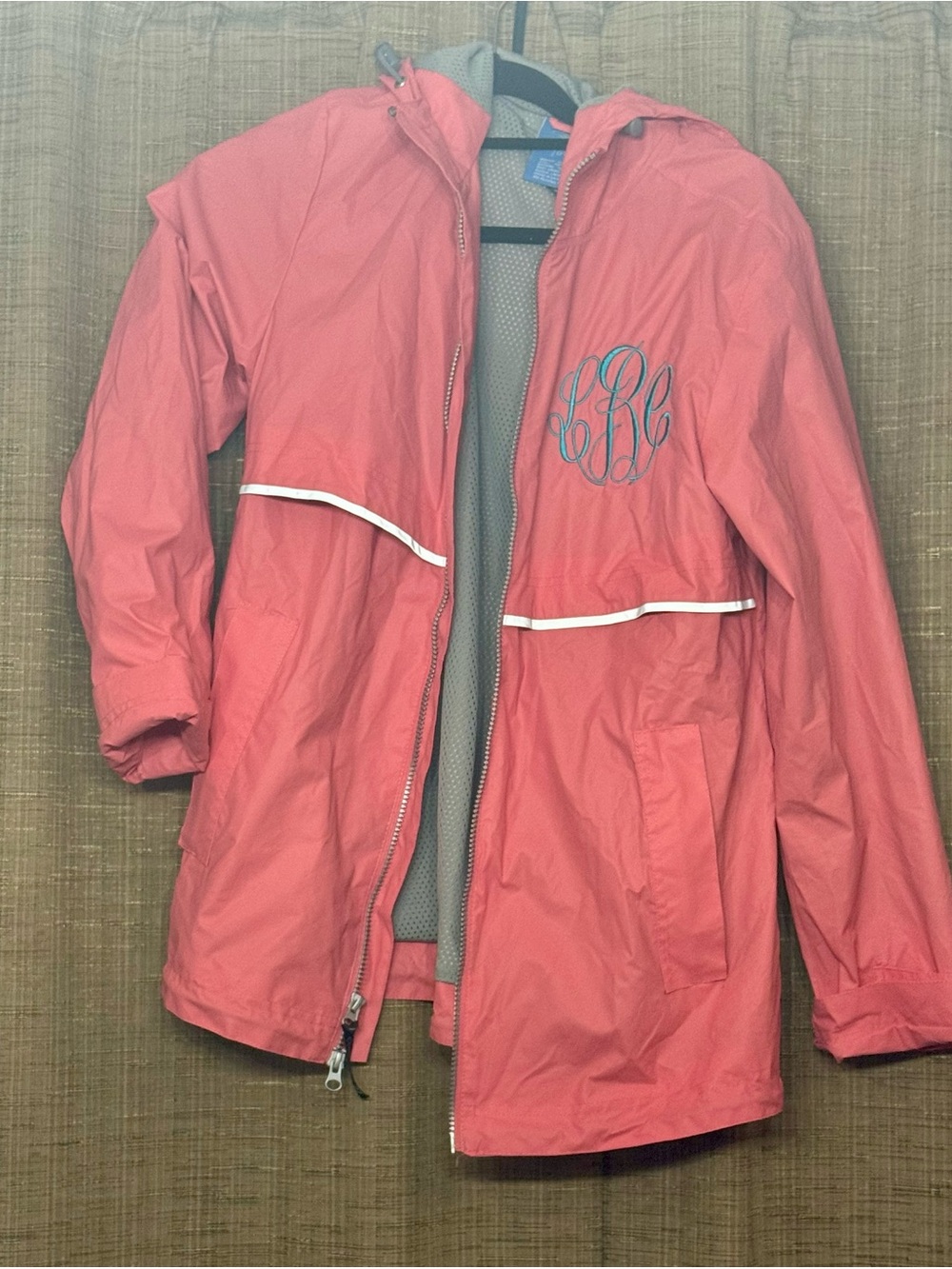 Charles River Apparel Coral Pink Hooded Rain Jacket